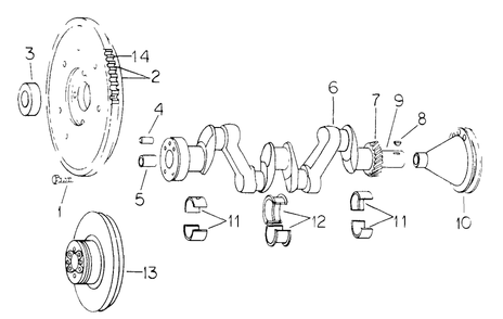 Crankshaft And Related Parts Diagram and Parts List for CUB185  Cub Cadet Lawn Tractor